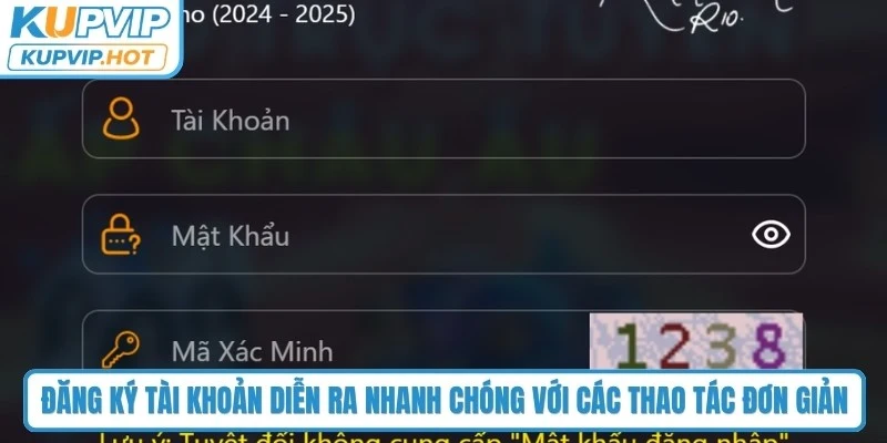 Đăng ký tài khoản diễn ra nhanh chóng với các thao tác đơn giản
